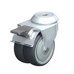 Steel, Light Duty Twin Wheel Swivel Casters with Thermoplastic Rubber Wheels and Bolt Hole Fitting, Standard Bracket Series