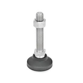 GN 343.8 Stainless Steel Leveling Feet, Plastic Base, Threaded Stud Type, with or without Rubber Pad Type: A - Without rubber pad