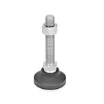 Stainless Steel Leveling Feet, Plastic Base, Threaded Stud Type, with or without Rubber Pad