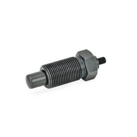 GN 817 Steel Indexing Plungers, Lock-Out and Non Lock-Out, with Multiple Pin Lengths Type: G - With threaded stem, without lock nut