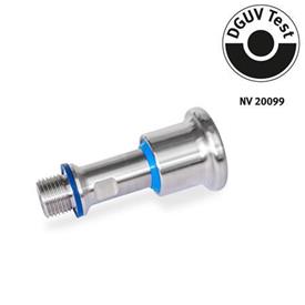 GN 8170 Stainless Steel Indexing Plungers, DGUV Certified, Lock-Out and Non Lock-Out, Hygienic Design Type: C - Lock-out<br />Identification: FH - Without sealing lock nut, knob side in Hygienic Design