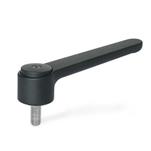 Zinc Die-Cast Flat Adjustable Tension Levers, Threaded Stud Type, with Stainless Steel Components