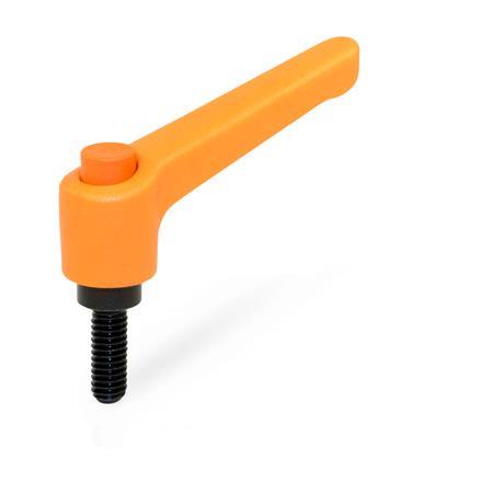 WN 303 Nylon Plastic Adjustable Levers with Push Button, Threaded Stud ...