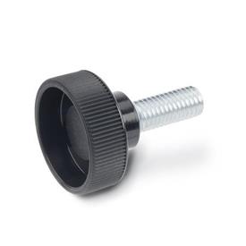 GN 421 Technopolymer Plastic Hollow Knurled Screws, with Steel Threaded Stud 
