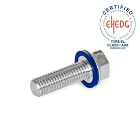 GN 1581 Stainless Steel Hex Head Screws, Hygienic Design Finish: PL - Polished finish (Ra < 0.8 µm)<br />Sealing ring material: H - H-NBR