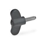 Technopolymer Plastic Wing Screws, with Stainless Steel Threaded Stud, with Plastic Tip, Ergostyle®