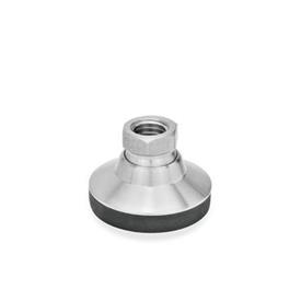GN 343.5 Stainless Steel Leveling Feet, Tapped Socket Type, with or without Plastic / Rubber Cap Type: KR - With rubber cap, non-skid