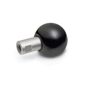GN 319.5 Phenolic Plastic Revolving Ball Knobs, Long Shoulder Type, with Tapped and Threaded Stainless Steel Spindle Type: B - With tapped hole