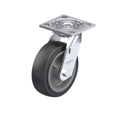 WN 22882.1 Steel Medium Duty Casters, Polyurethane Wheel Tread, Polypropylene Wheel Core, Medium Version Bracket type: L - Swivel bracket with mounting plate