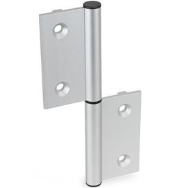 GN 2292 Aluminum Double Winged Lift-Off Hinges, for Profile Systems, with Positioning Guide Type: I - Interior hinge wings<br />Identification: C - With countersunk holes<br />Bildzuordnung: 162