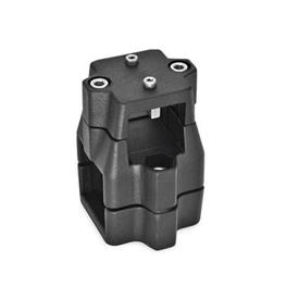 GN 135.1 Connecteurs pour actionneur linéaire en aluminium, assemblage divisé Finition: SW - Noir, RAL 9005, finition texturée<br />d<sub>1</sub> / s<sub>1</sub>: V - Carré<br />d<sub>2</sub> / s<sub>2</sub>: V - Carré