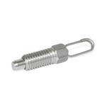 Stainless Steel Indexing Plungers, Non Lock-Out, with Pull Ring / with Wire Loop