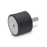 Rubber Vibration Isolation Mounts, Cylindrical Type, with Stainless Steel Components, with 1 Tapped Hole and 1 Threaded Stud
