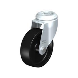  LKRA-POA Rodajas giratorias de acero con rueda de nylon negro, montaje con agujero para perno, serie de soportes de servicio pesado Type: G - Cojinete liso