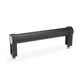 GN 333.1 Aluminum Tubular Handles, with Straight Legs Type: B - Mounting from the operators side (only for d°1°° = 28 mm)<br />Finish: SW - Black, RAL 9005, textured finish