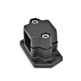 GN 147.3 Aluminum Flanged Connector Clamps, Split Assembly, with 6 Mounting Holes Bildzuordnung: V - Square<br />Finish: SW - Black, RAL 9005, textured finish