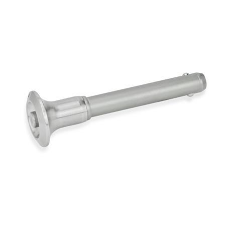 GN 113.10 Stainless Steel Heavy Duty Ball Lock Pins, with Stainless Steel Shank AISI 630 