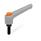 WN 303 Plastic Adjustable Levers, Threaded Stud Type, with Blackened Steel Components, with Push Button Lever color: GS - Gray, RAL 7035, textured finish
Push button color: O - Orange, RAL 2004