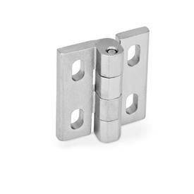 GN 235 Stainless Steel Hinges, Adjustable Material: NI - Stainless steel<br />Type: H - Vertical slots<br />Finish: GS - Matte shot-blasted finish