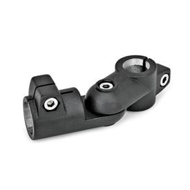 GN 284 Aluminum Swivel Clamp Connector Joints Type: T - Adjustment with 15° division (serration)<br />Finish: SW - Black, RAL 9005, textured finish
