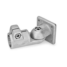 GN 282 Aluminum Swivel Clamp Connector Joints Type: T - Adjustment with 15° division (serration)<br />Finish: BL - Plain finish, Matte shot-blasted finish