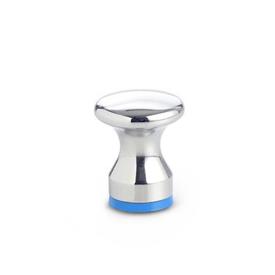 GN 75.6 Stainless Steel Mushroom Shaped Knobs, with Tapped Hole or Threaded Stud, Hygienic Design Type: D - With tapped hole<br />Finish: PL - Polished finish (Ra < 0.8 µm)<br />Sealing ring material: E - EPDM