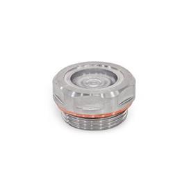 GN 7440 Stainless Steel AISI 316L Fluid Sight Glasses, Metal-Fused Identification no.: 3 - Seal copper