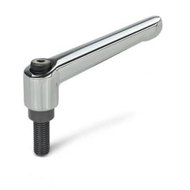 GN 300 Zinc Die-Cast Adjustable Levers, Threaded Stud Type, with Blackened Steel Components Color / Finish: CR - Chrome plated