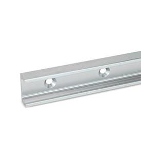 GN 2422 Steel Cam Roller Linear Guide Rails, for Cam Roller Linear Guide Rail Systems, C-Profile Type: XV - Fixed bearing rail, with mounting hole for countersunk screw
