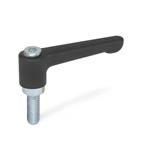 Zinc Die-Cast Straight Adjustable Levers, Threaded Stud Type, with Zinc Plated Steel Components