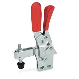 GN 810.4 Steel Vertical Acting Toggle Clamps, with Safety Hook, with Vertical Mounting Base Type: BLC - U-bar version, with two flanged washers and GN 708.1 spindle assembly