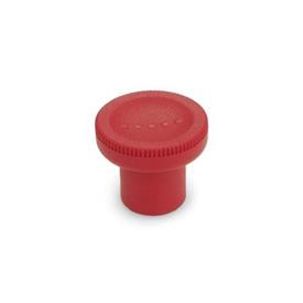 EN 676 Technopolymer Plastic Knurled Knobs, Ergostyle®, with Tapped Insert Color: RT - Red, RAL 3000, matte finish