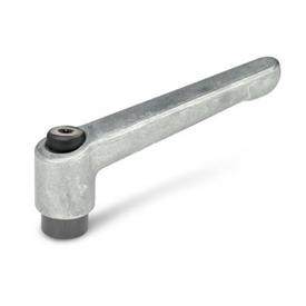 GN 300 Zinc Die-Cast Adjustable Levers, Tapped or Plain Bore Type, with Blackened Steel Components Color / Finish: RH - Uncoated