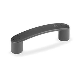 EN 628.1 Antimicrobial Plastic Bridge Handles, with Counterbored Mounting Holes, Ergostyle® Color: SGA - Black-gray, RAL 7021, matte finish
