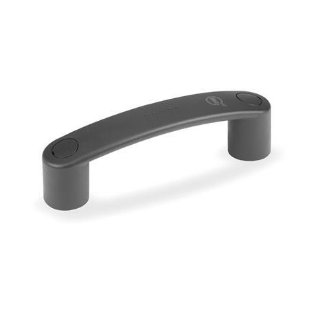 EN 628.1 Antimicrobial Plastic Bridge Handles, with Counterbored Mounting Holes, Ergostyle® Color: SGA - Black-gray, RAL 7021, matte finish
