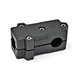 GN 193 Aluminum T-Angle Connector Clamps, Split Assembly Bildzuordnung1: V - Square<br />Bildzuordnung2: B - Bore<br />Finish: SW - Black, RAL 9005, textured finish