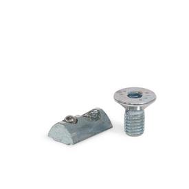 GN 965 Steel T-Nut Assemblies for 30 / 40 mm Profile Systems Type: B - Countersunk screw DIN 7991