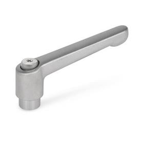 GN 300.5 Stainless Steel Adjustable Levers, Matte Shot-Blasted Finish, Tapped or Plain Bore Type Type: IS - With internal Torx® drive