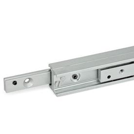 GN 2408 Steel Telescopic Linear Slides, with Full Extension, with Rails Connected in H-Shape Type: DG - Runner with 1 countersunk hole and 1 thread