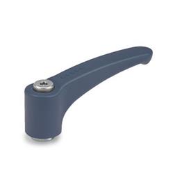 EN 604.1 FDA Compliant Plastic Adjustable Levers, Detectable, Ergostyle®, Tapped Type, with Stainless Steel Components Material / Finish: MDB - Metal detectable