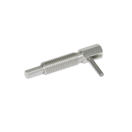 GN 7017 Stainless Steel Indexing Plungers, Lock-Out and Non Lock-Out, with L-Handle Type: C - Lock-out, without lock nut
Material: NI - Stainless steel