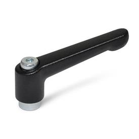 GN 300.2 Zinc Die-Cast Adjustable Levers, Tapped Type, with Zinc Plated Steel Components Color (Finish): SW - Black, RAL 9005, textured finish