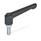 GN 303.2 Zinc Die-Cast Adjustable Levers, Threaded Stud Type, with Zinc Plated Steel Components, with Push Button Push button color: S - Black, RAL 9005