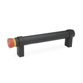 GN 331 Aluminum Tubular Handles, with Power Switching Function Finish: SW - Black, RAL 9005, textured finish<br />Type: T0 - Without button<br />Identification no.: 2 - With emergency stop