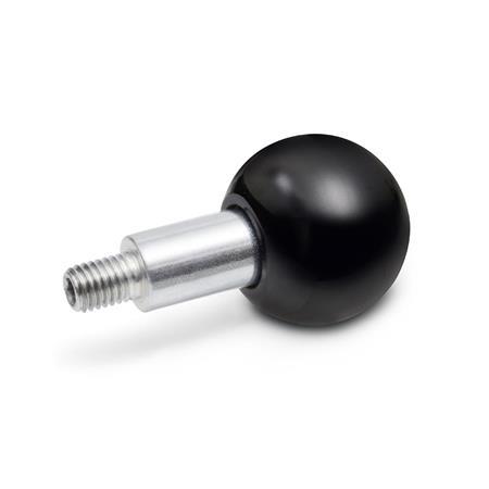 GN 319.2 Plastic Revolving Ball Knobs, Long Shoulder Type, with Tapped and Threaded Steel Spindle Type: A - With threaded spindle