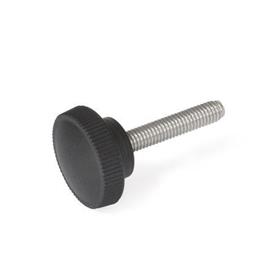  ZPX Nylon Plastic Knurled Screws, with Stainless Steel Threaded Stud 