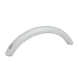 GN 565.4 Aluminum Arched Pull Handles, with Tapped or Counterbored Through Holes Type: B - Mounting from the operator's side<br />Finish: SR - Silver, RAL 9006, textured finish