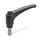 EN 603.1 Plastic Adjustable Levers, Threaded Stud Type, with Stainless Steel Components, with Push Button, Ergostyle® Color: DSG - Black-gray, RAL 7021, shiny finish