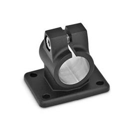 GN 146 Aluminum Flanged Connector Clamps, with 4 Mounting Holes Finish: SW - Black, RAL 9005, textured finish