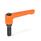 GN 302 Zinc Die-Cast Straight Adjustable Levers, Threaded Stud Type, with Blackened Steel Components Color: OS - Orange, RAL 2004, textured finish